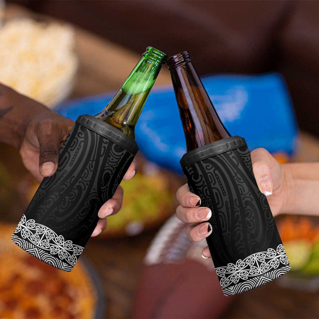 New Zealand Maori Kowhaiwhai 4 in 1 Can Cooler Tumbler Pango Maui and Mangopare