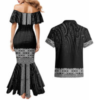 New Zealand Maori Kowhaiwhai Couples Matching Mermaid Dress and Hawaiian Shirt Pango Maui and Mangopare LT9 - Polynesian Pride
