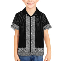 New Zealand Maori Kowhaiwhai Family Matching Off Shoulder Short Dress and Hawaiian Shirt Pango Maui and Mangopare