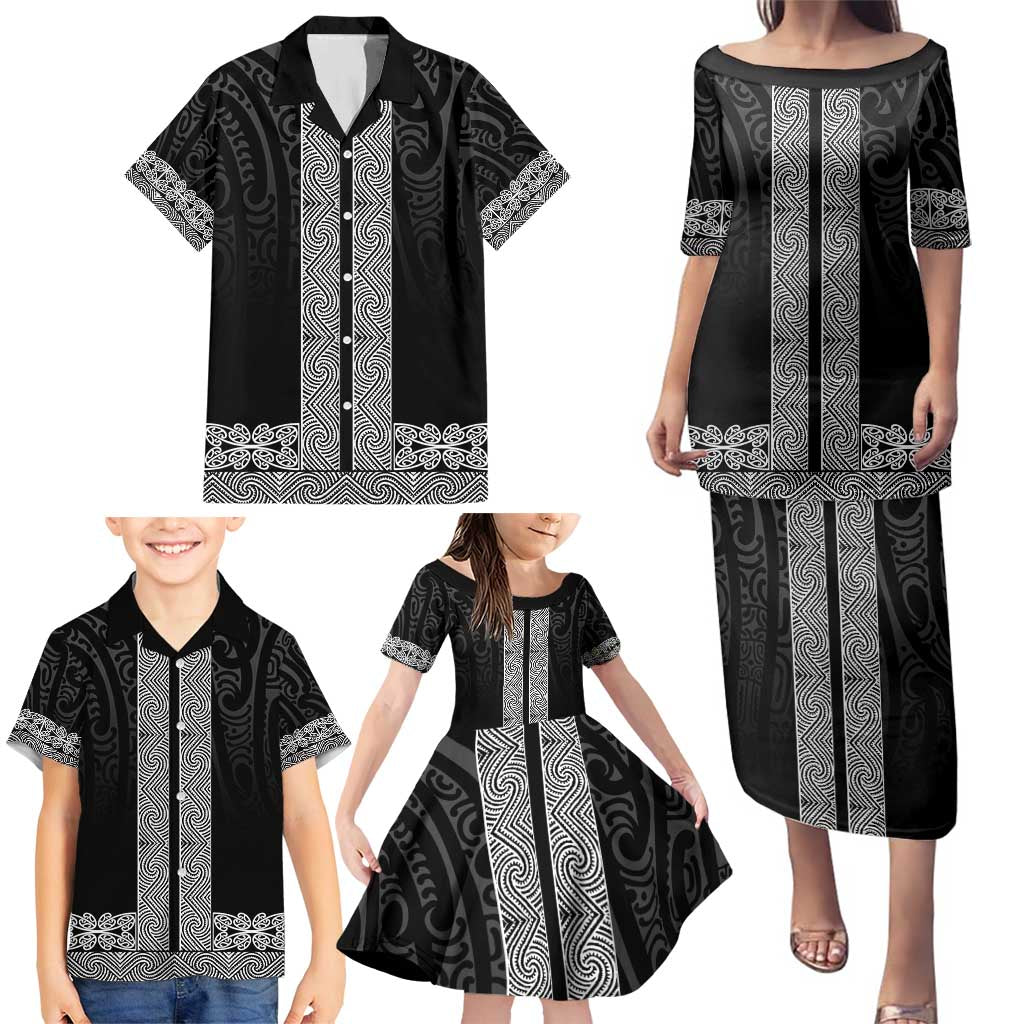 New Zealand Maori Kowhaiwhai Family Matching Puletasi and Hawaiian Shirt Pango Maui and Mangopare