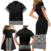 New Zealand Maori Kowhaiwhai Family Matching Short Sleeve Bodycon Dress and Hawaiian Shirt Pango Maui and Mangopare