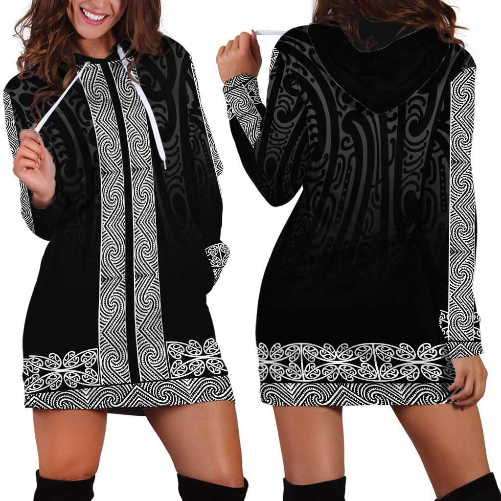 New Zealand Maori Kowhaiwhai Hoodie Dress Pango Maui and Mangopare
