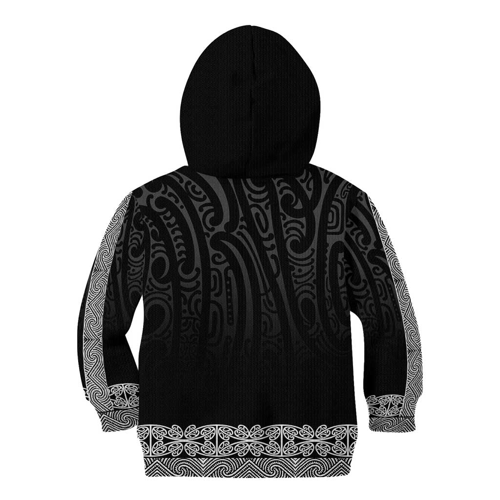 New Zealand Maori Kowhaiwhai Kid Hoodie Pango Maui and Mangopare