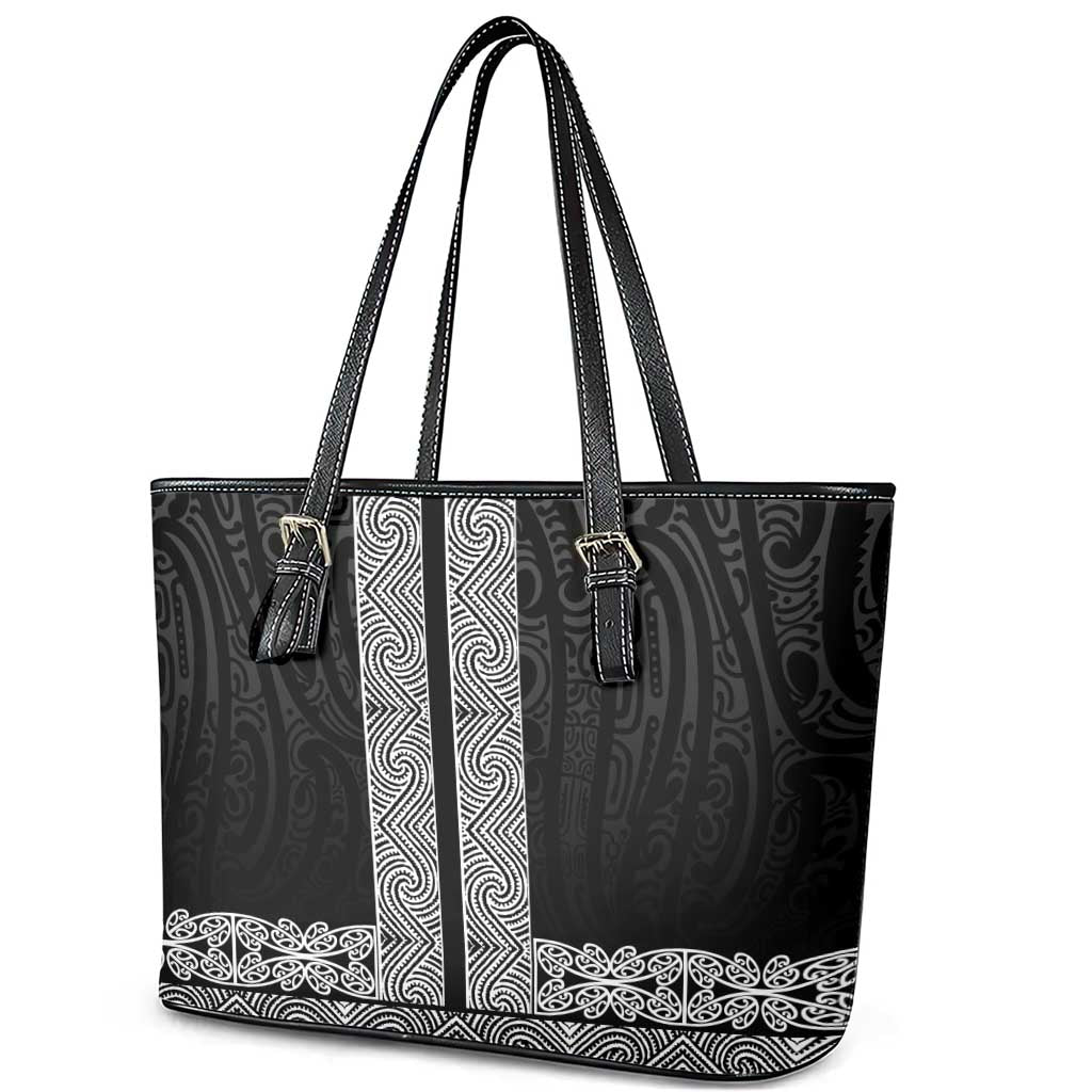 New Zealand Maori Kowhaiwhai Leather Tote Bag Pango Maui and Mangopare