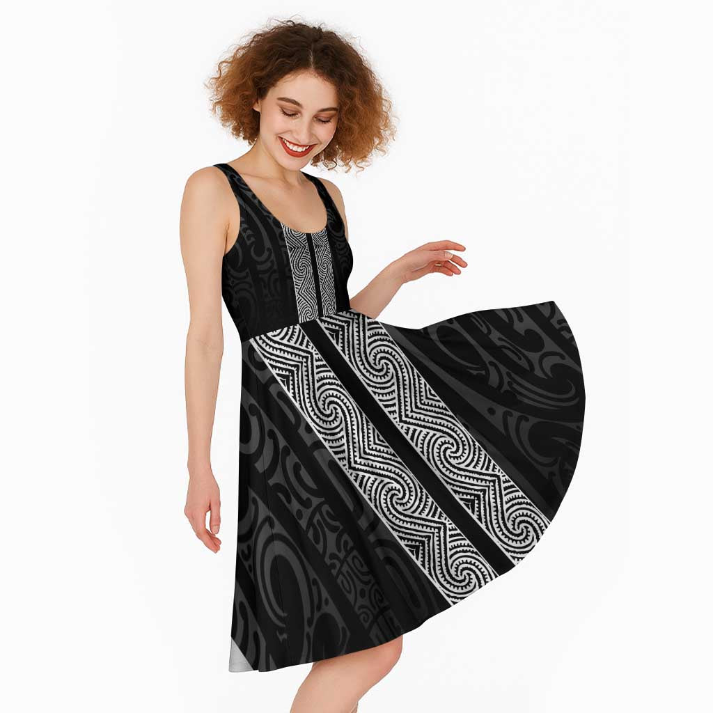 New Zealand Maori Kowhaiwhai Midi Dress Pango Maui and Mangopare - Polynesian Pride