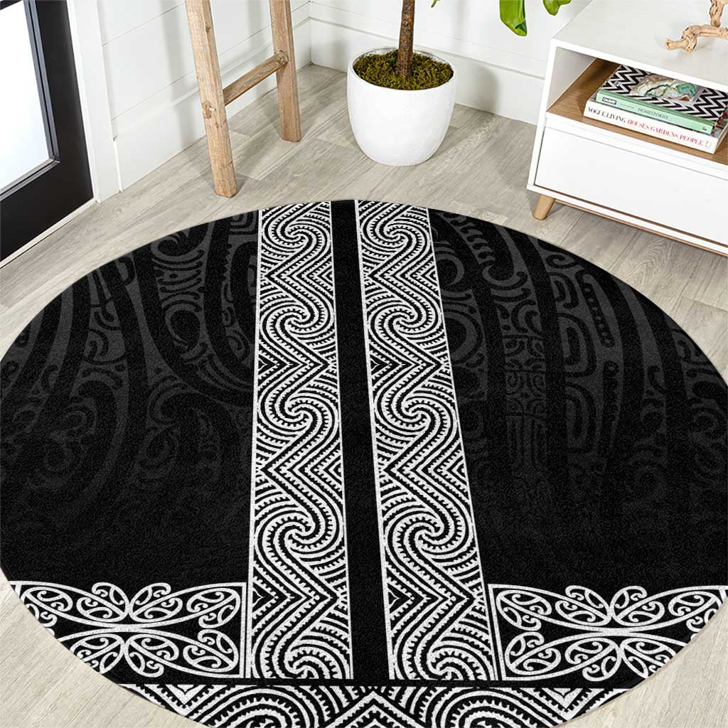 New Zealand Maori Kowhaiwhai Round Carpet Pango Maui and Mangopare