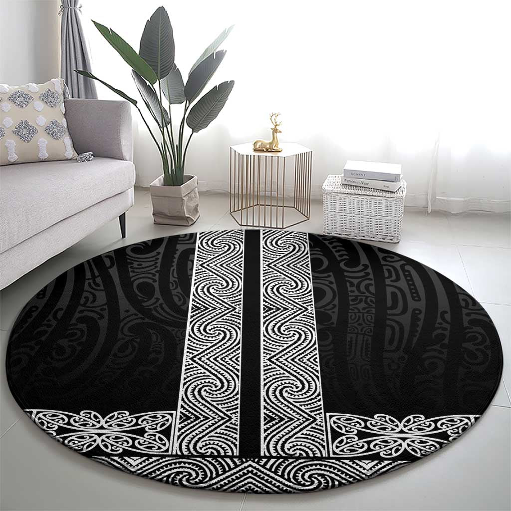 New Zealand Maori Kowhaiwhai Round Carpet Pango Maui and Mangopare