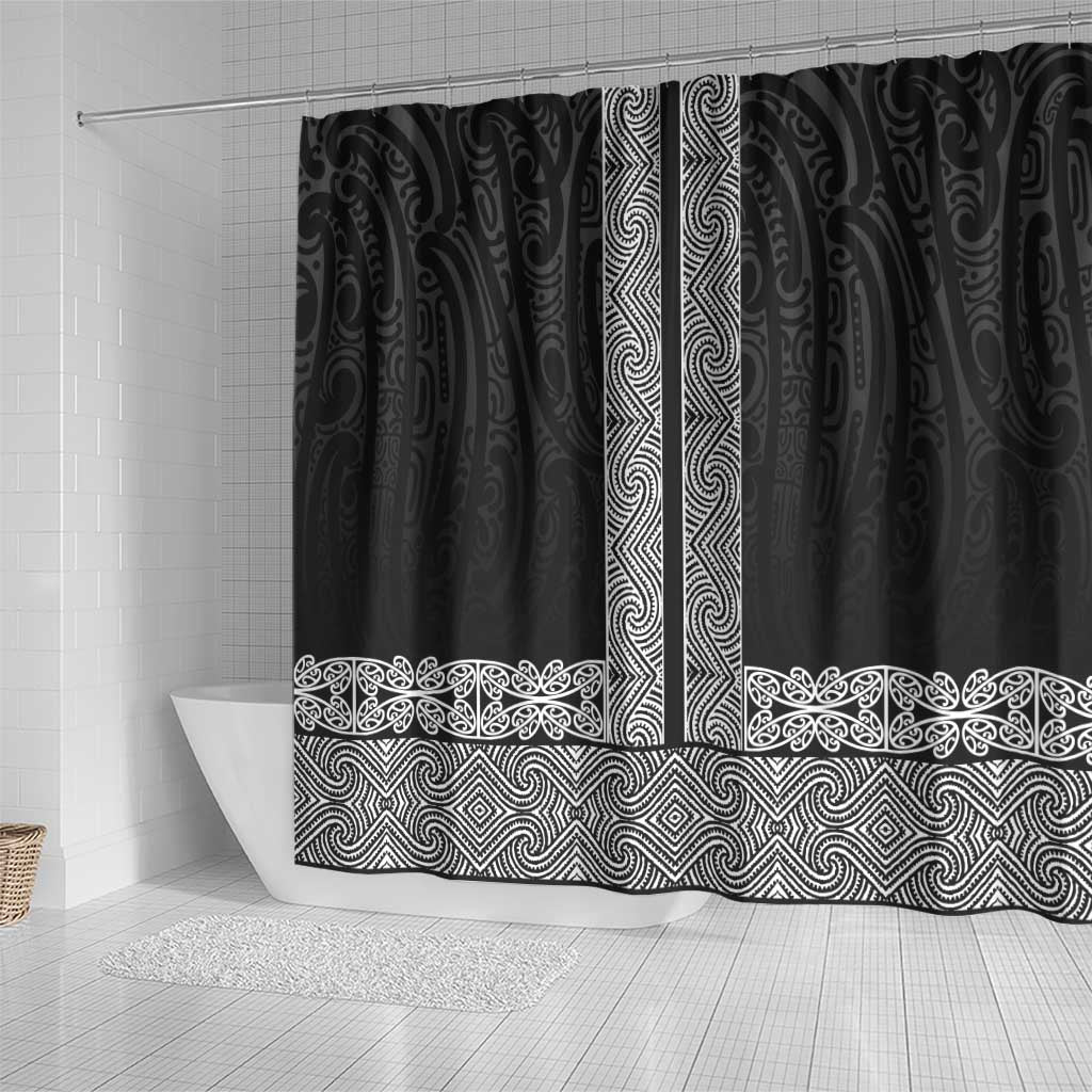 New Zealand Maori Kowhaiwhai Shower Curtain Pango Maui and Mangopare