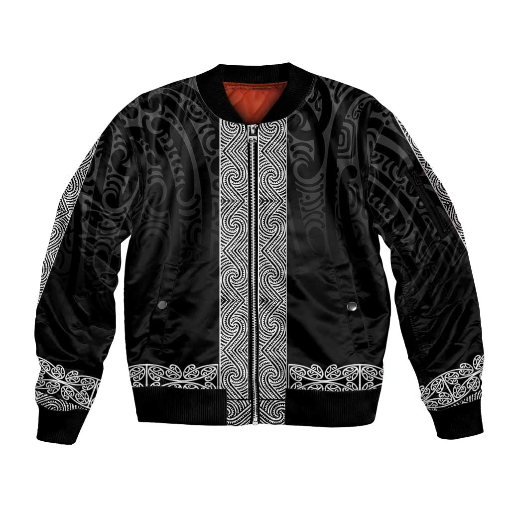 New Zealand Maori Kowhaiwhai Sleeve Zip Bomber Jacket Pango Maui and Mangopare