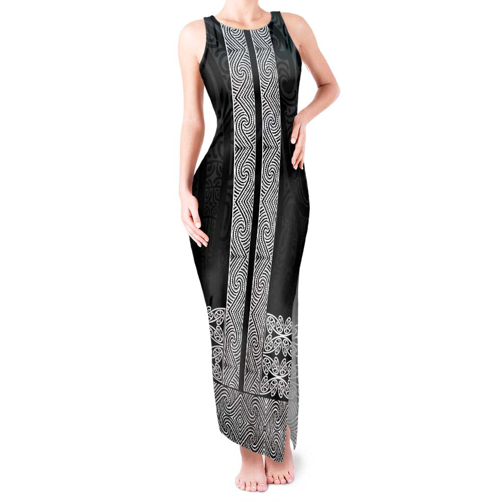 New Zealand Maori Kowhaiwhai Tank Maxi Dress Pango Maui and Mangopare