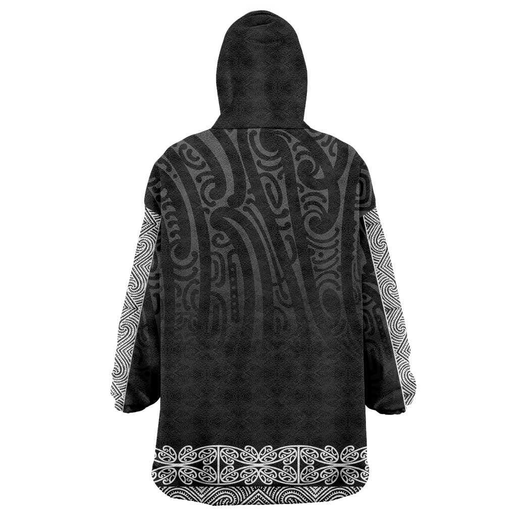 New Zealand Maori Kowhaiwhai Wearable Blanket Hoodie Pango Maui and Mangopare