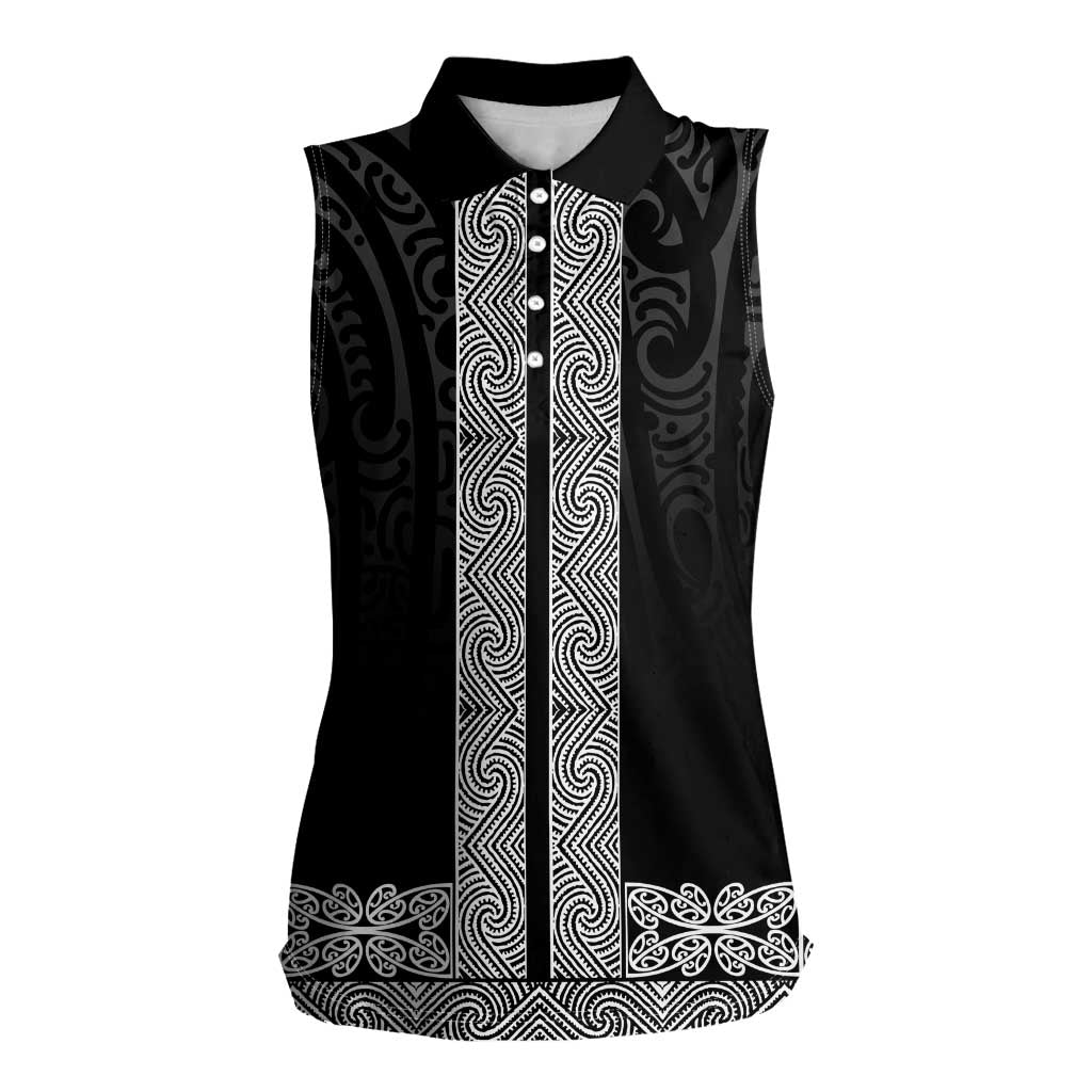 New Zealand Maori Kowhaiwhai Women Sleeveless Polo Shirt Pango Maui and Mangopare