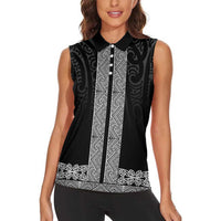New Zealand Maori Kowhaiwhai Women Sleeveless Polo Shirt Pango Maui and Mangopare