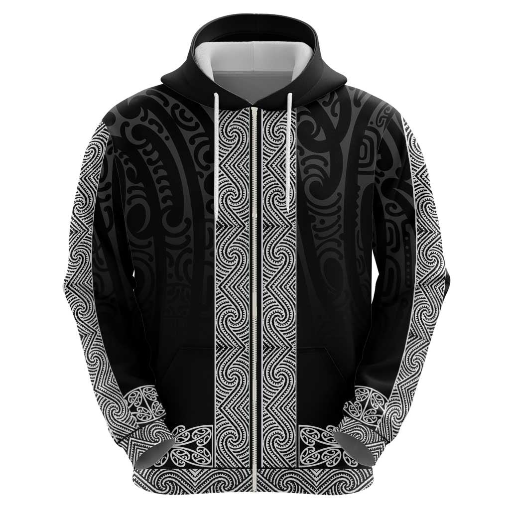 New Zealand Maori Kowhaiwhai Zip Hoodie Pango Maui and Mangopare