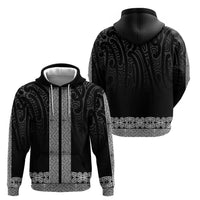 New Zealand Maori Kowhaiwhai Zip Hoodie Pango Maui and Mangopare