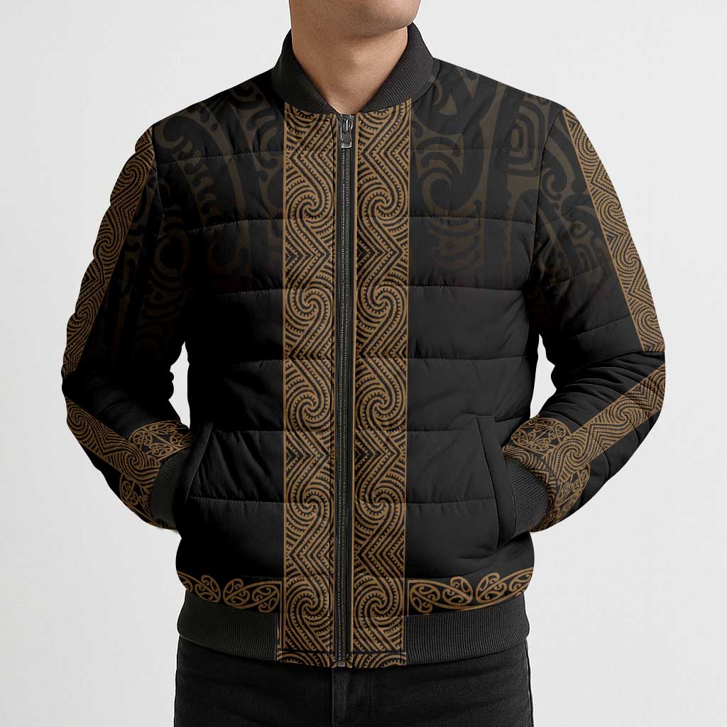 New Zealand Maori Kowhaiwhai Bomber Puffer Jacket Parauri Maui and Mangopare - Polynesian Pride