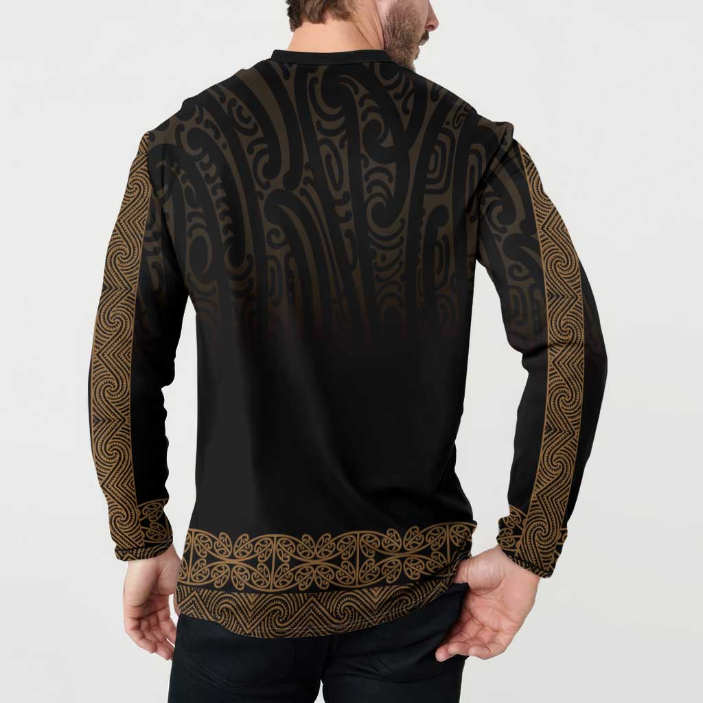 New Zealand Maori Kowhaiwhai Button Sweatshirt Parauri Maui and Mangopare