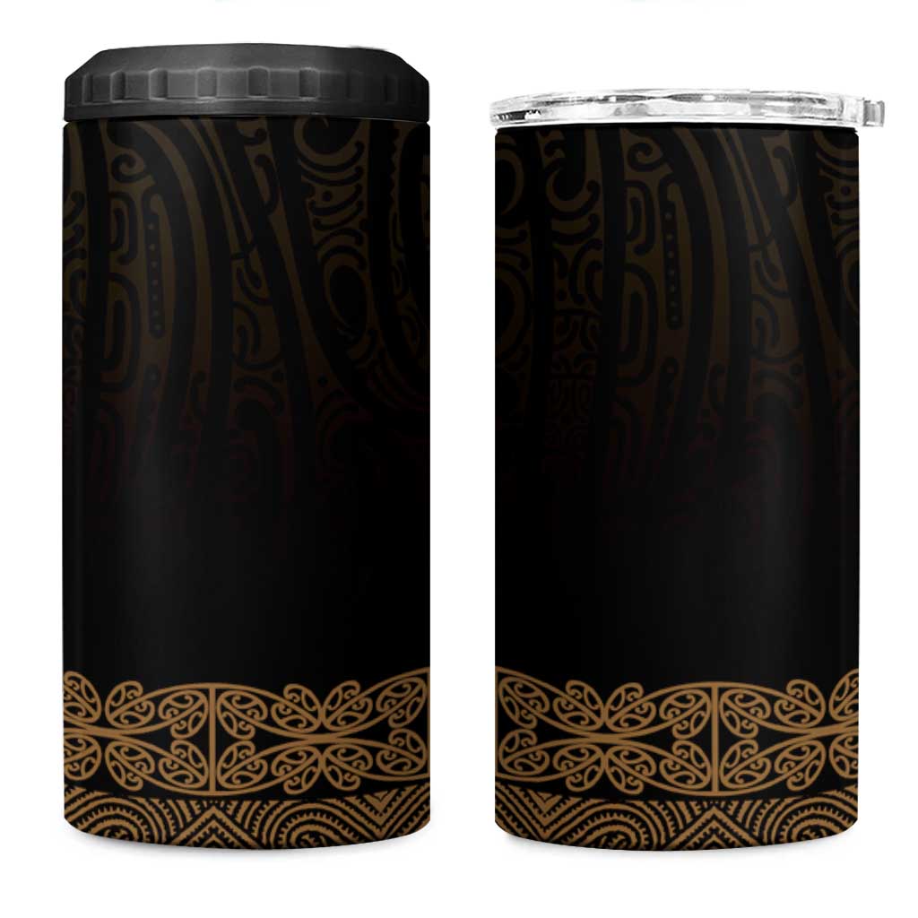 New Zealand Maori Kowhaiwhai 4 in 1 Can Cooler Tumbler Parauri Maui and Mangopare