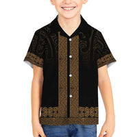 New Zealand Maori Kowhaiwhai Family Matching Off Shoulder Maxi Dress and Hawaiian Shirt Parauri Maui and Mangopare