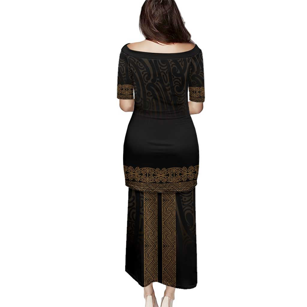 New Zealand Maori Kowhaiwhai Family Matching Puletasi and Hawaiian Shirt Parauri Maui and Mangopare