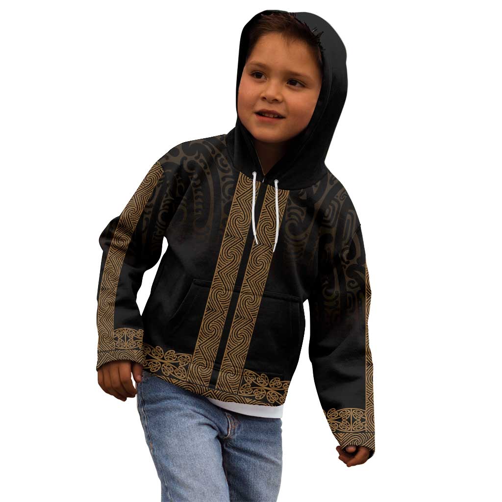 New Zealand Maori Kowhaiwhai Kid Hoodie Parauri Maui and Mangopare