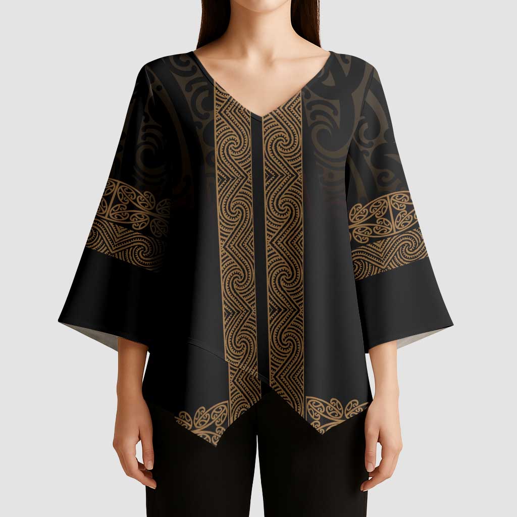 New Zealand Maori Kowhaiwhai Kimono Sleeve Blouse Parauri Maui and Mangopare - Polynesian Pride
