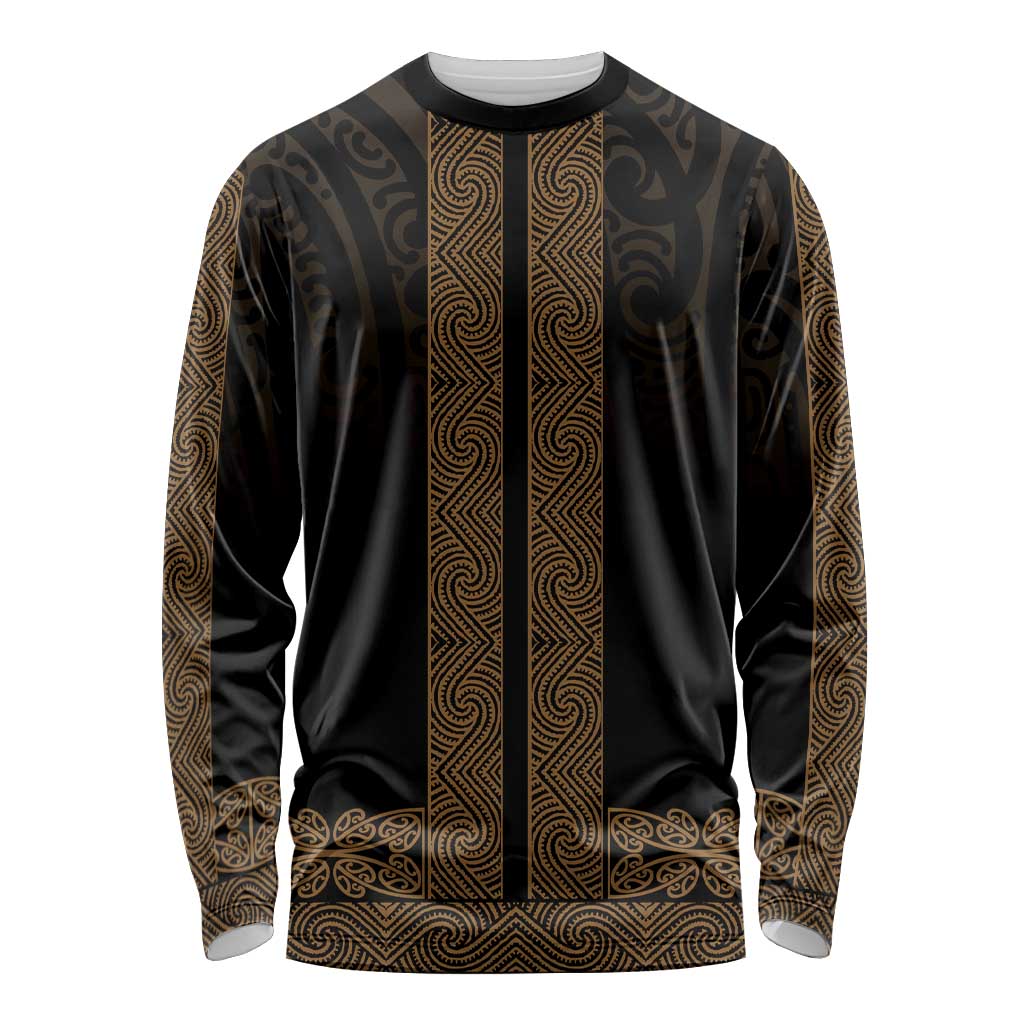 New Zealand Maori Kowhaiwhai Long Sleeve Shirt Parauri Maui and Mangopare