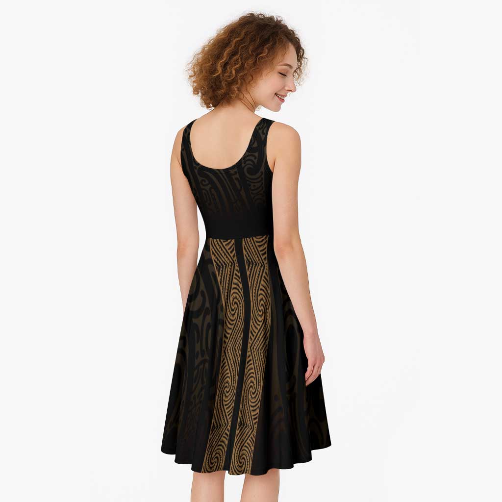 New Zealand Maori Kowhaiwhai Midi Dress Parauri Maui and Mangopare - Polynesian Pride