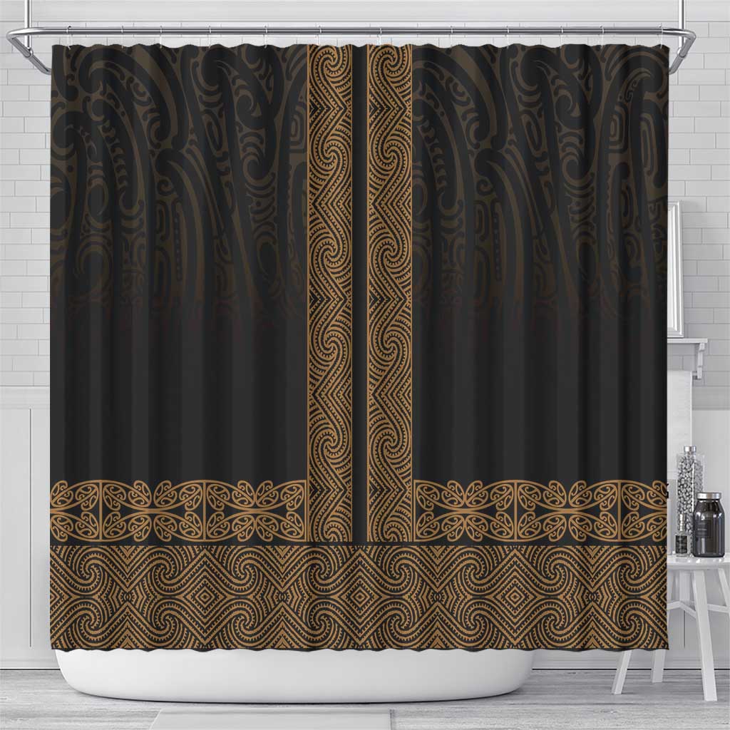 New Zealand Maori Kowhaiwhai Shower Curtain Parauri Maui and Mangopare