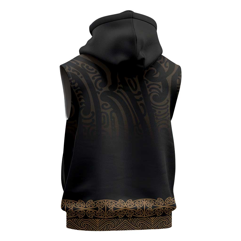 New Zealand Maori Kowhaiwhai Sleeveless Zip Hoodie Parauri Maui and Mangopare - Polynesian Pride