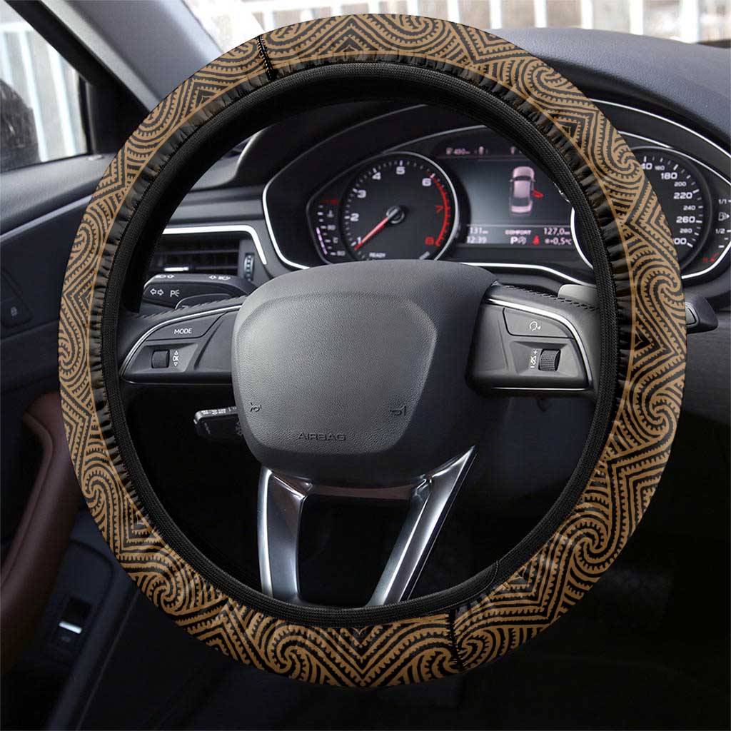 New Zealand Maori Kowhaiwhai Steering Wheel Cover Parauri Maui and Mangopare