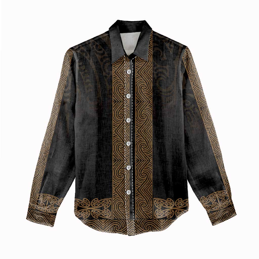 New Zealand Maori Kowhaiwhai Women Casual Shirt Parauri Maui and Mangopare