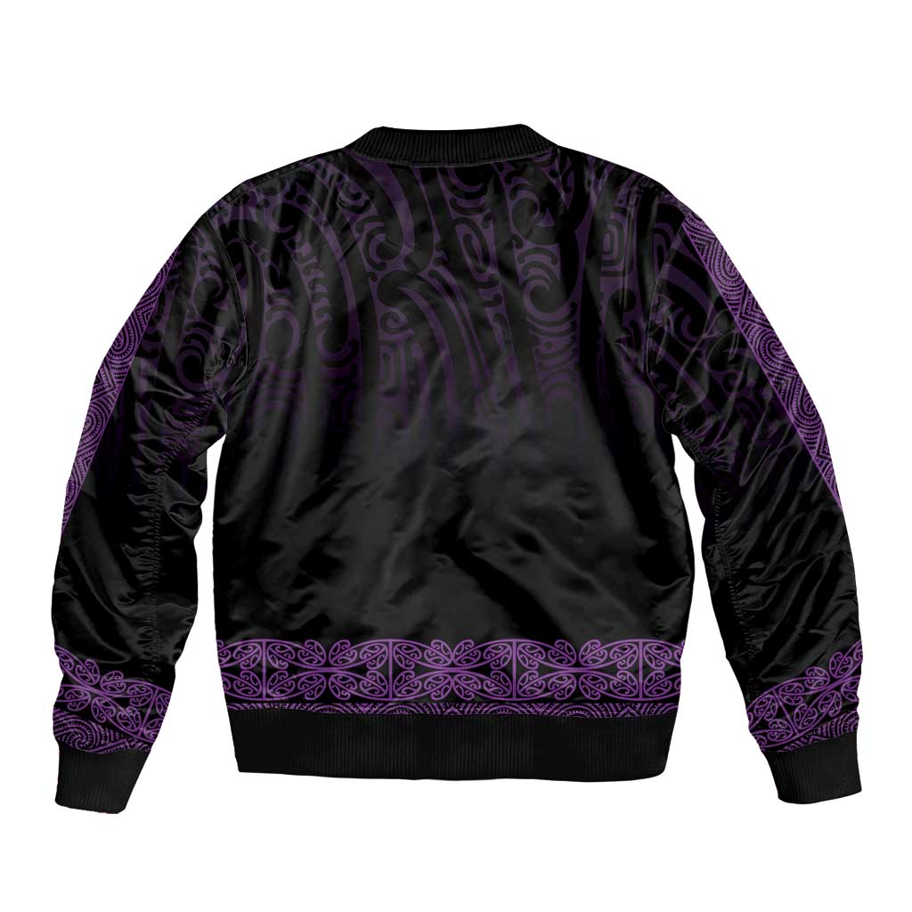 New Zealand Maori Kowhaiwhai Bomber Jacket Waiporoporo Maui and Mangopare