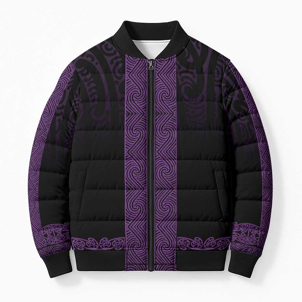 New Zealand Maori Kowhaiwhai Bomber Puffer Jacket Waiporoporo Maui and Mangopare - Polynesian Pride