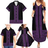 New Zealand Maori Kowhaiwhai Family Matching Summer Maxi Dress and Hawaiian Shirt Waiporoporo Maui and Mangopare