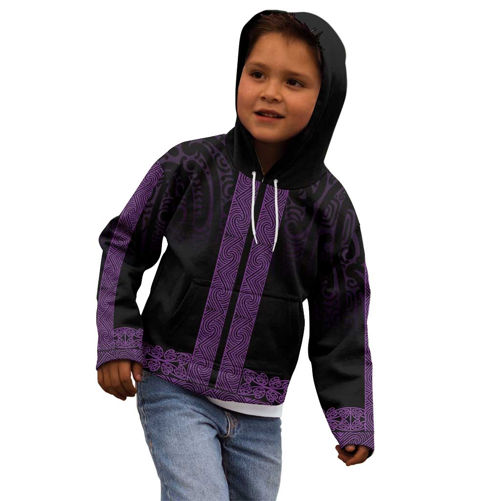 New Zealand Maori Kowhaiwhai Kid Hoodie Waiporoporo Maui and Mangopare