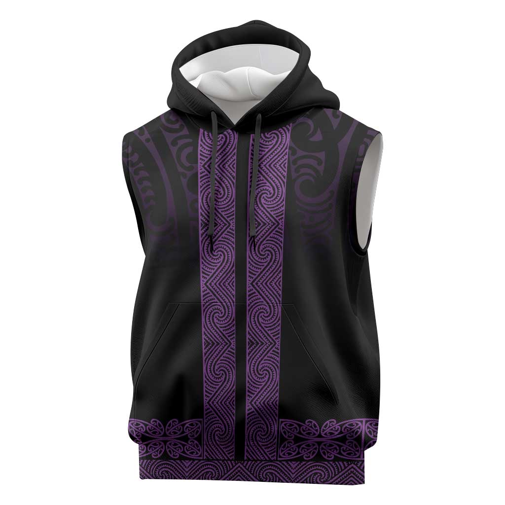 New Zealand Maori Kowhaiwhai Sleeveless Hoodie Waiporoporo Maui and Mangopare - Polynesian Pride