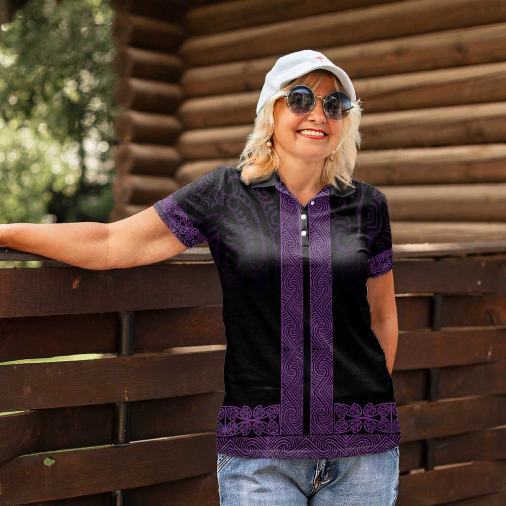 New Zealand Maori Kowhaiwhai Women Polo Shirt Waiporoporo Maui and Mangopare