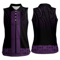 New Zealand Maori Kowhaiwhai Women Sleeveless Polo Shirt Waiporoporo Maui and Mangopare