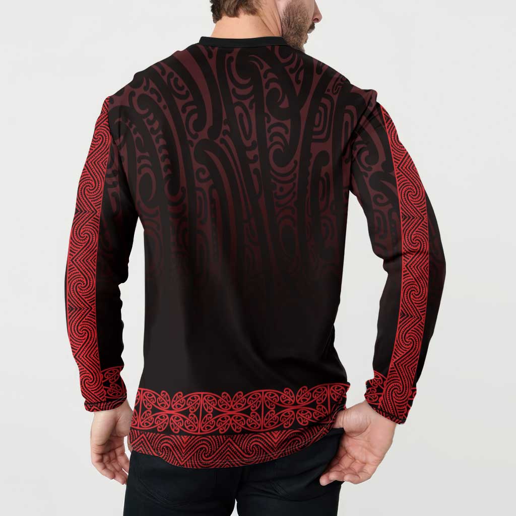 New Zealand Maori Kowhaiwhai Button Sweatshirt Whero Maui and Mangopare