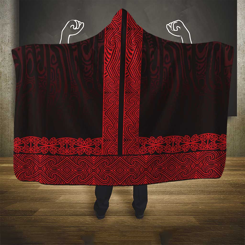 New Zealand Maori Kowhaiwhai Hooded Blanket Whero Maui and Mangopare LT9 - Polynesian Pride