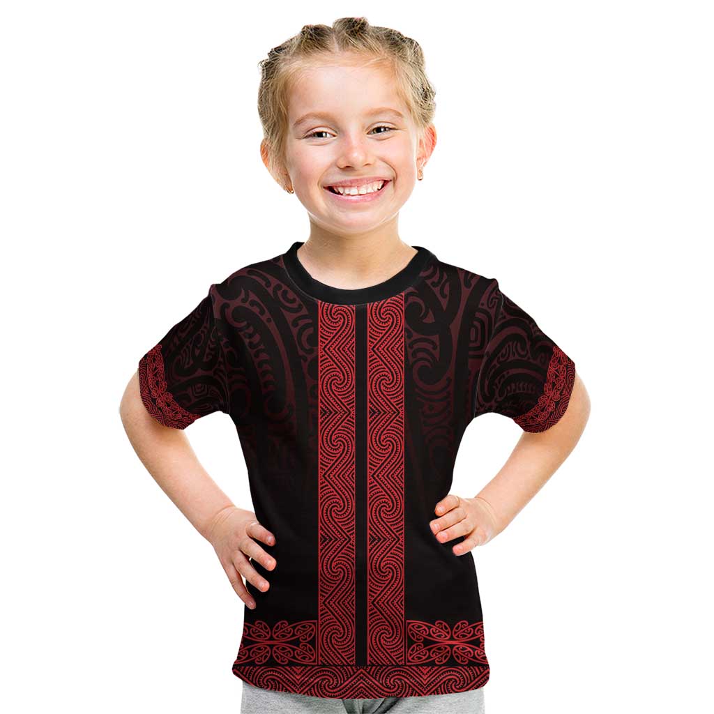 New Zealand Maori Kowhaiwhai Kid T Shirt Whero Maui and Mangopare