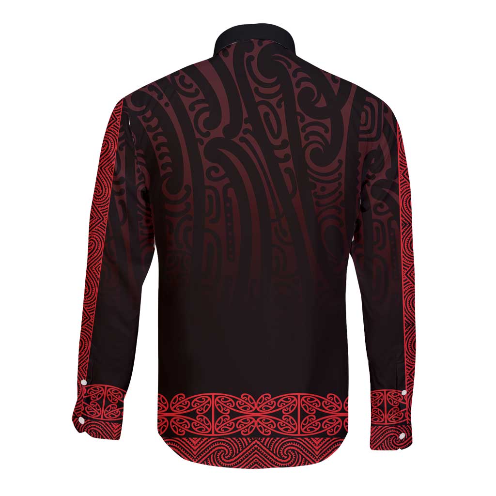 New Zealand Maori Kowhaiwhai Long Sleeve Button Shirt Whero Maui and Mangopare