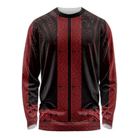 New Zealand Maori Kowhaiwhai Long Sleeve Shirt Whero Maui and Mangopare