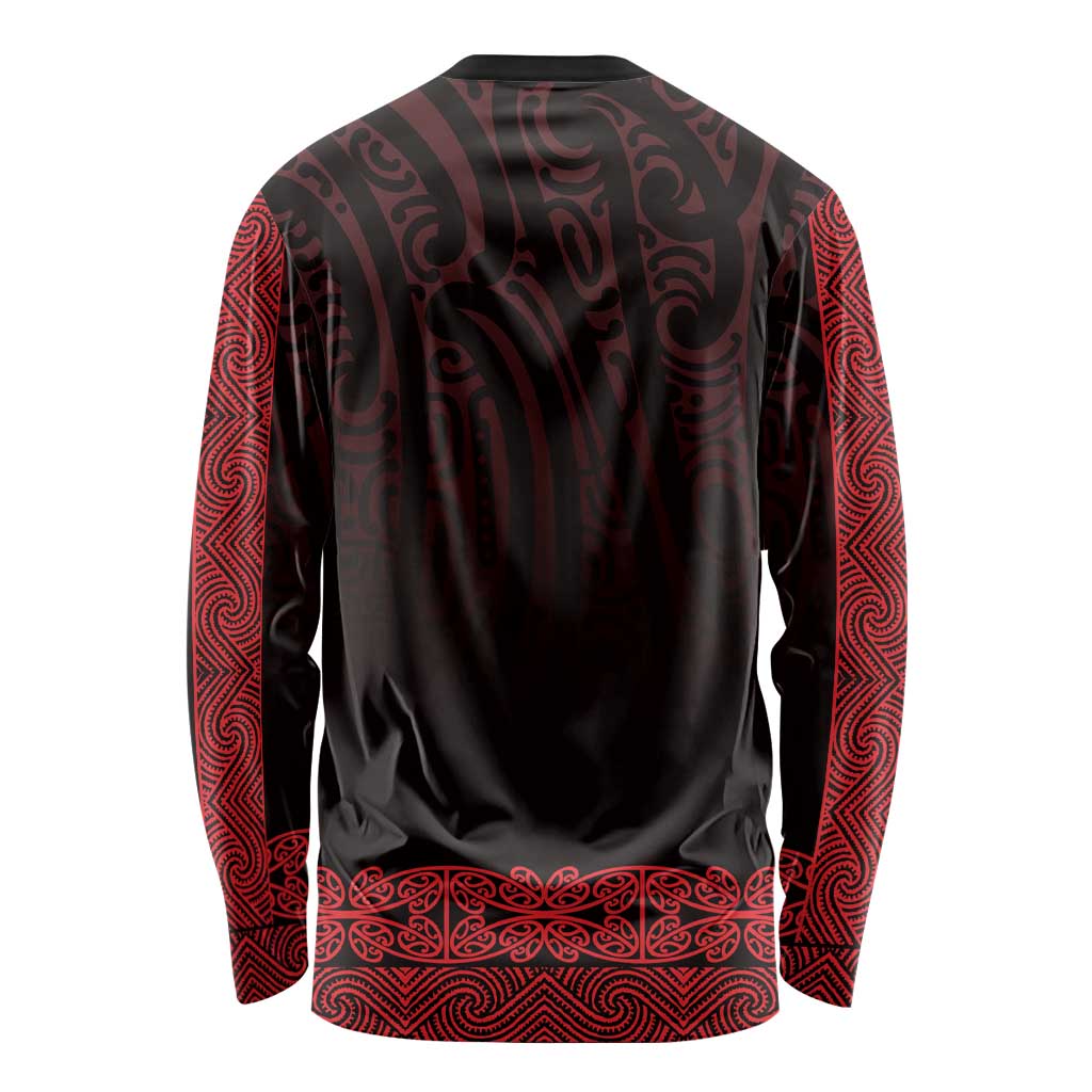 New Zealand Maori Kowhaiwhai Long Sleeve Shirt Whero Maui and Mangopare