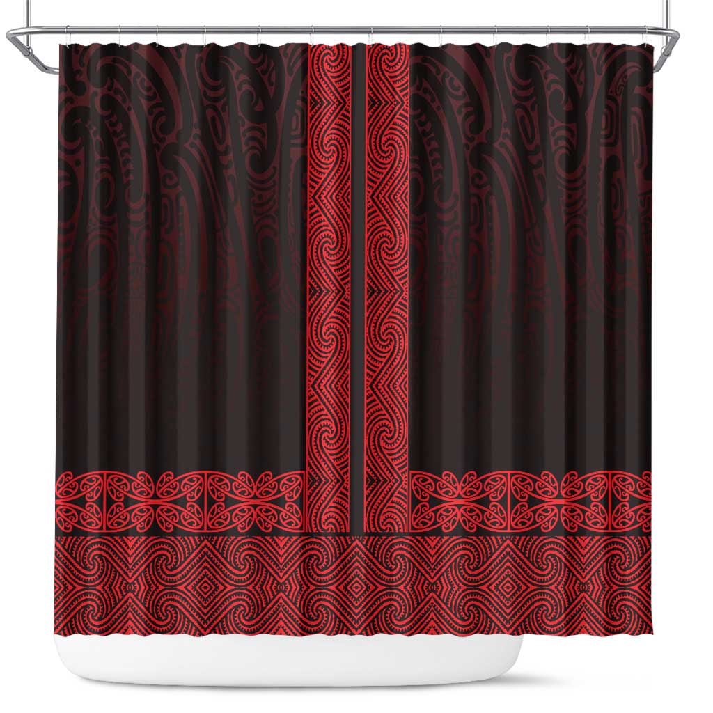 New Zealand Maori Kowhaiwhai Shower Curtain Whero Maui and Mangopare