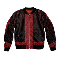 New Zealand Maori Kowhaiwhai Sleeve Zip Bomber Jacket Whero Maui and Mangopare