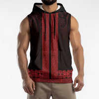 New Zealand Maori Kowhaiwhai Sleeveless Hoodie Whero Maui and Mangopare - Polynesian Pride