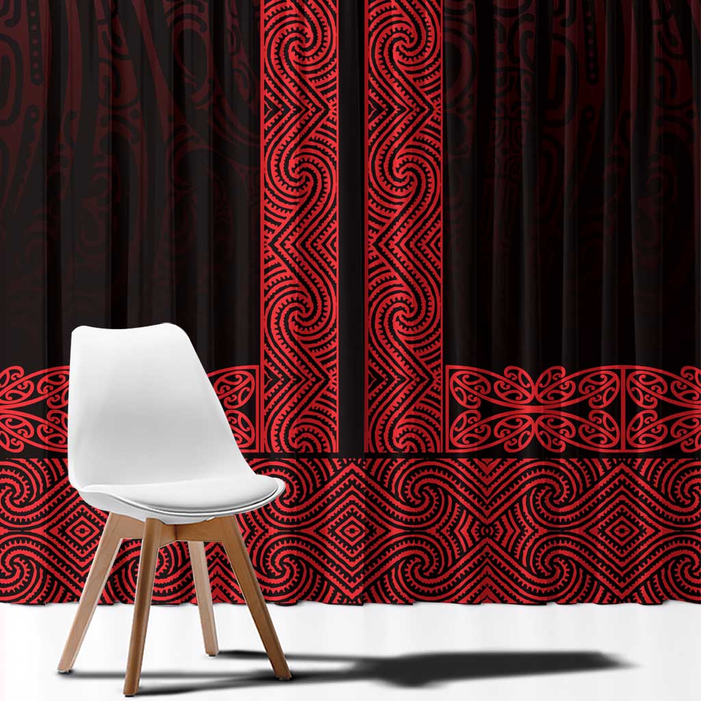 New Zealand Maori Kowhaiwhai Window Curtain Whero Maui and Mangopare