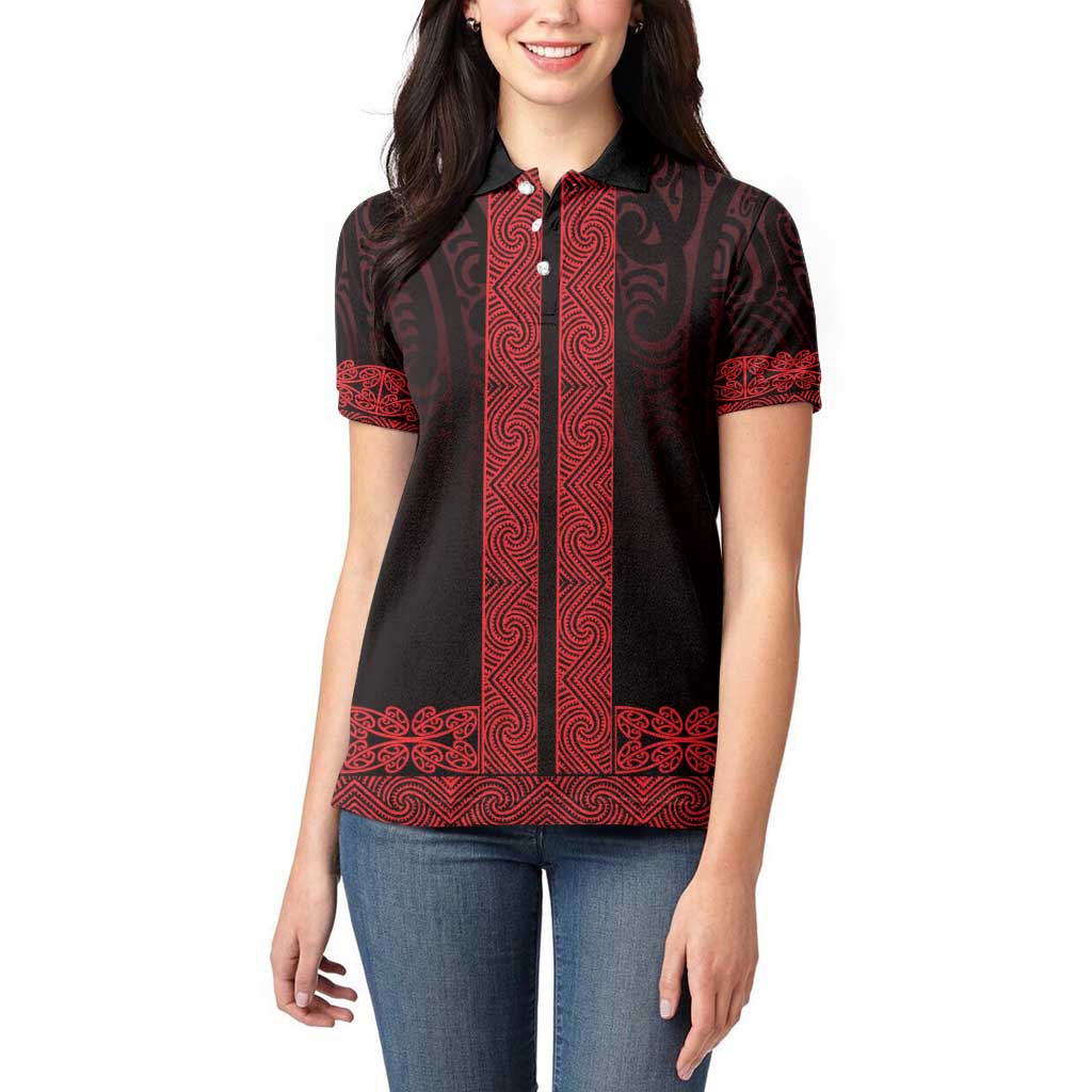 New Zealand Maori Kowhaiwhai Women Polo Shirt Whero Maui and Mangopare